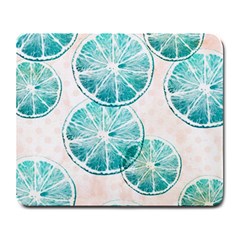 Turquoise Citrus And Dots Large Mousepads by DanaeStudio