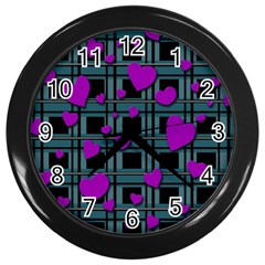 Purple Love Wall Clocks (black) by Valentinaart