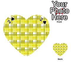 Yellow Plaid Pattern Playing Cards 54 (heart)  by Valentinaart