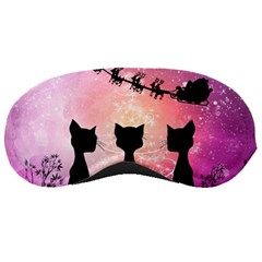 Cats Looking In The Sky At Santa Claus At Night Sleeping Masks by FantasyWorld7