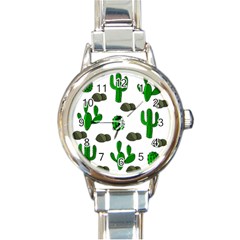 Cactuses 3 Round Italian Charm Watch by Valentinaart