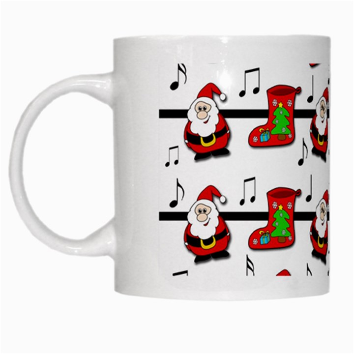 Xmas song pattern White Mugs