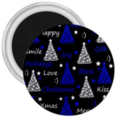 New Year Pattern - Blue 3  Magnets by Valentinaart