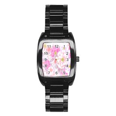 Cute Pink Flower Pattern  Stainless Steel Barrel Watch by Brittlevirginclothing