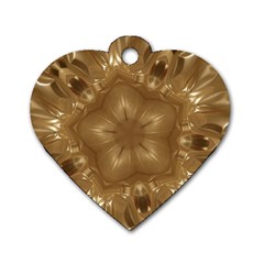 Elegant Gold Brown Kaleidoscope Star Dog Tag Heart (one Side) by yoursparklingshop