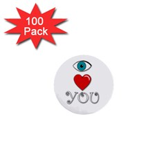 I Love You 1  Mini Buttons (100 Pack)  by Valentinaart