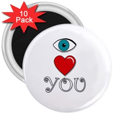 I Love You 3  Magnets (10 Pack)  by Valentinaart