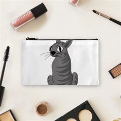 Gray Cat Cosmetic Bag (small)  by Valentinaart