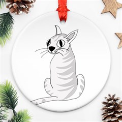 White Cat  Round Ornament (two Sides)  by Valentinaart