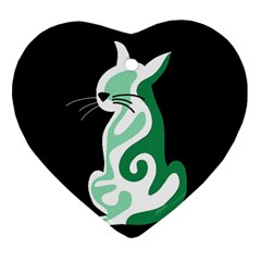 Green Abstract Cat  Ornament (heart)  by Valentinaart