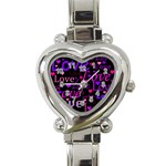 Love pattern 2 Heart Italian Charm Watch Front