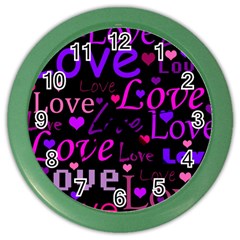 Love Pattern 2 Color Wall Clocks by Valentinaart