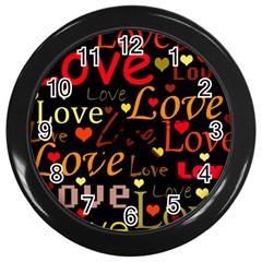 Love Pattern 3 Wall Clocks (black) by Valentinaart