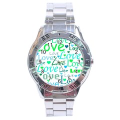 Love Pattern - Green And Blue Stainless Steel Analogue Watch by Valentinaart