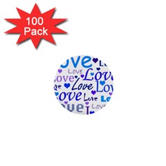 Blue And Purple Love Pattern 1  Mini Buttons (100 Pack)  by Valentinaart