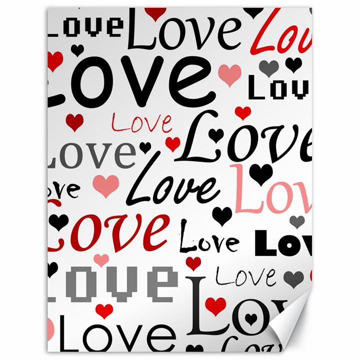 Love pattern - red Canvas 18  x 24  