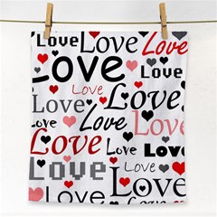 Love Pattern - Red Face Towel by Valentinaart