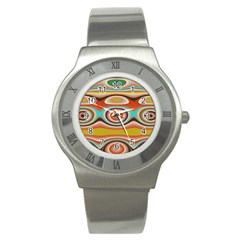 Oval Circle Patterns Stainless Steel Watch by digitaldivadesigns