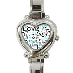 Love Pattern - Cyan Heart Italian Charm Watch by Valentinaart