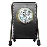 Love pattern - cyan Pen Holder Desk Clocks Front