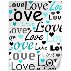 Love Pattern - Cyan Canvas 18  X 24   by Valentinaart