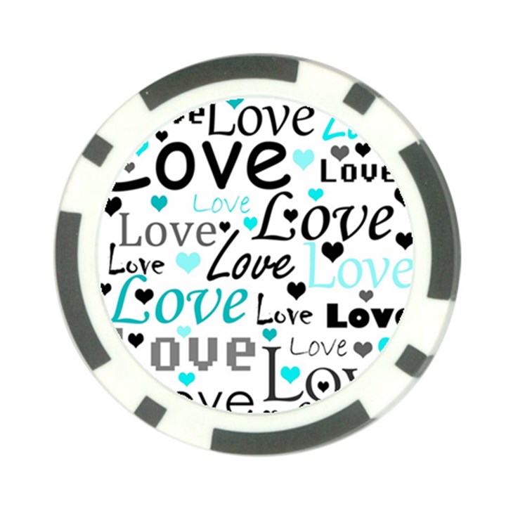 Love pattern - cyan Poker Chip Card Guards