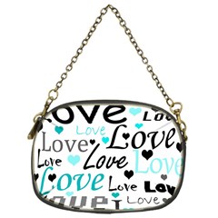 Love Pattern - Cyan Chain Purses (one Side)  by Valentinaart