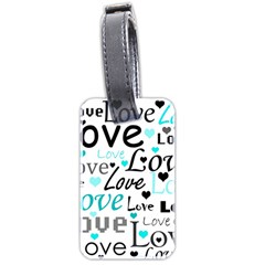 Love Pattern - Cyan Luggage Tags (two Sides) by Valentinaart