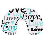 Love pattern - cyan Travel Neck Pillows Back