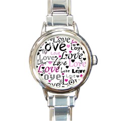 Love Pattern - Magenta Round Italian Charm Watch by Valentinaart