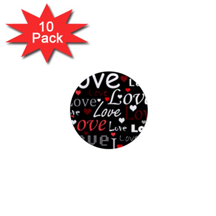 Red Love pattern 1  Mini Magnet (10 pack) 