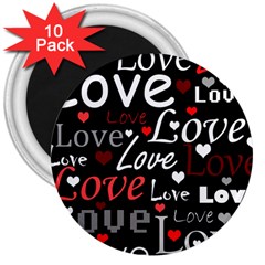 Red Love Pattern 3  Magnets (10 Pack)  by Valentinaart