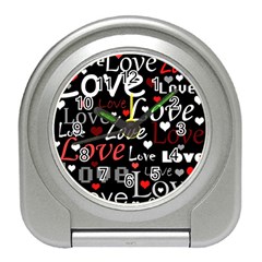 Red Love Pattern Travel Alarm Clocks by Valentinaart