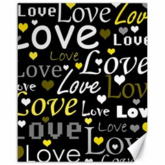 Yellow Love Pattern Canvas 16  X 20   by Valentinaart