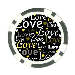 Yellow Love Pattern Poker Chip Card Guards by Valentinaart