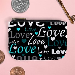 Valentine s Day Pattern - Cyan Mini Coin Purses by Valentinaart