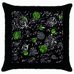 Green Mind Throw Pillow Case (black) by Valentinaart