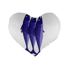 Mackerel  - Purple Standard 16  Premium Flano Heart Shape Cushions by Valentinaart