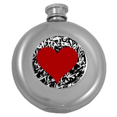 Red Valentine Round Hip Flask (5 Oz) by Valentinaart