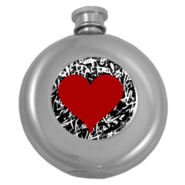 Red Valentine Round Hip Flask (5 oz)