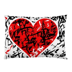 Red Hart - Graffiti Style Pillow Case by Valentinaart