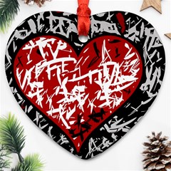 Red Graffiti Style Hart  Heart Ornament (2 Sides) by Valentinaart