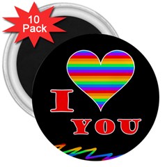 I Love You 3  Magnets (10 Pack)  by Valentinaart