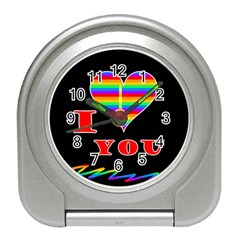 I Love You Travel Alarm Clocks by Valentinaart