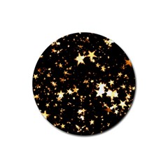 Golden Stars In The Sky Rubber Coaster (round)  by picsaspassion