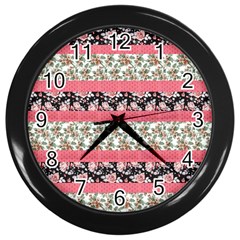 Cute Flower Pattern Wall Clocks (black) by Brittlevirginclothing