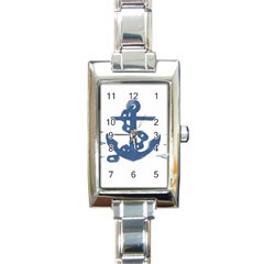 Blue Anchor,  Aquarel Painting Art Rectangle Italian Charm Watch by picsaspassion