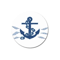 Blue Anchor Oil Painting Art Magnet 3  (round) by picsaspassion