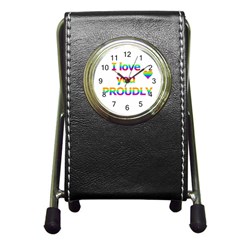 Proudly Love Pen Holder Desk Clocks by Valentinaart