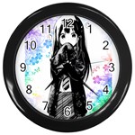 Shy Anime Girl Wall Clocks (Black) Front